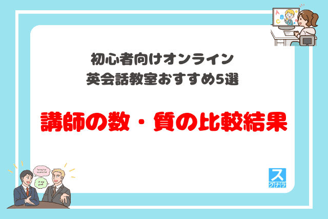 初心者向けオンライン英会話教室おすすめ5選　講師の数・質の比較結果