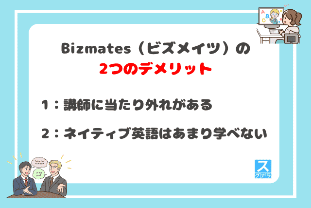 Bizmates（ビズメイツ）の2つのデメリット