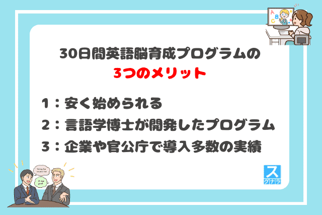 30日間英語脳育成プログラムの3つのメリット