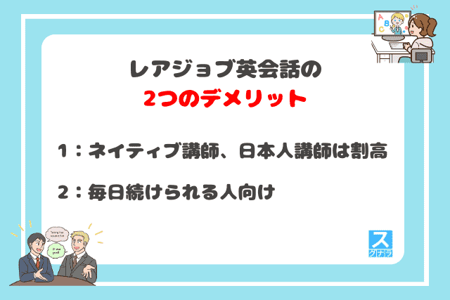 レアジョブ英会話の2つのデメリット