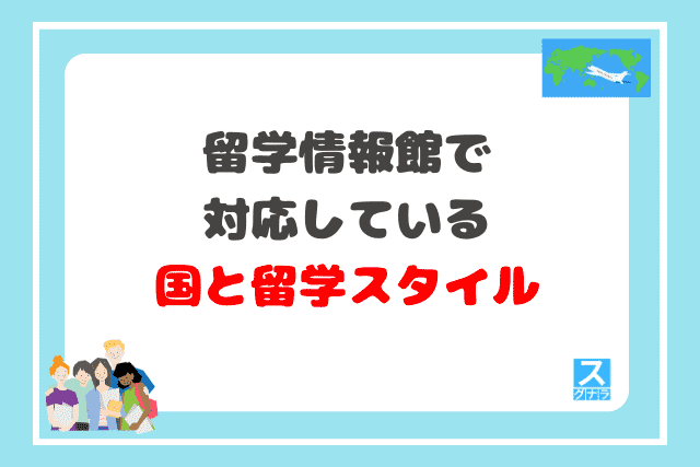 留学情報館で対応している国と留学スタイル