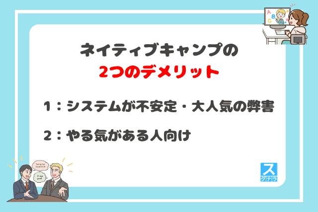 ネイティブキャンプの2つのデメリット