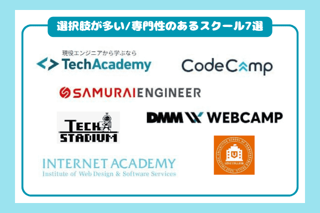 選択肢が多い／専門性のあるプログラミングスクール7選