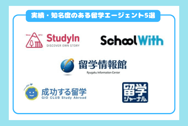 実績・知名度のある留学エージェントおすすめ5選