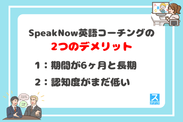 SpeakNow英語コーチングの2つのデメリット