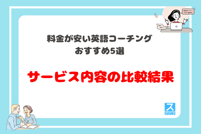 料金が安い英語コーチングおすすめ5選　サービス内容の比較結果