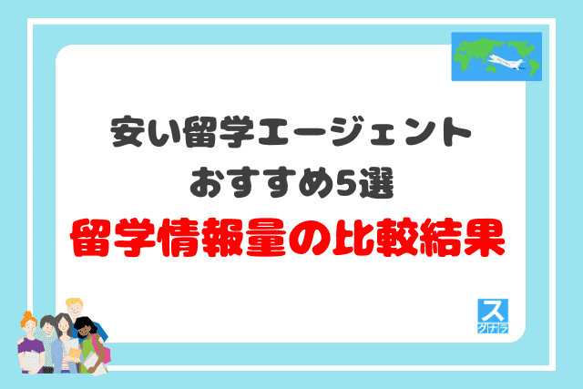 安い留学エージェントおすすめ5選　現地情報などの留学情報量の比較結果