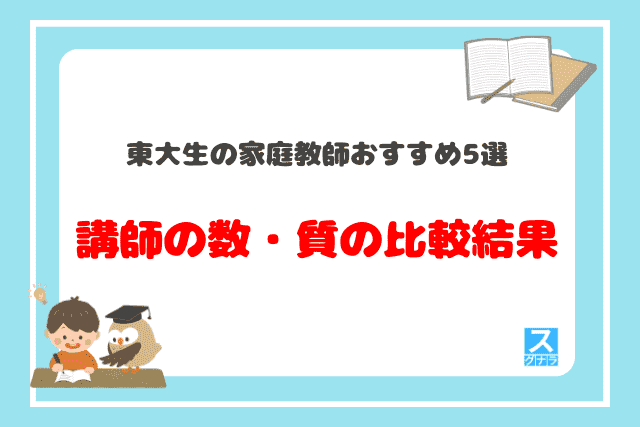 東大生の家庭教師おすすめ5選　講師の数・質の比較結果