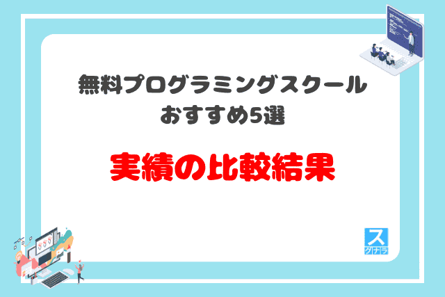 無料プログラミングスクールおすすめ5選　実績の比較結果