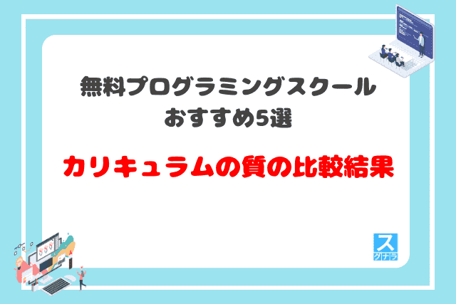 無料プログラミングスクールおすすめ5選　カリキュラムの質の比較結果