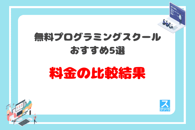 無料プログラミングスクールおすすめ5選　料金の比較結果