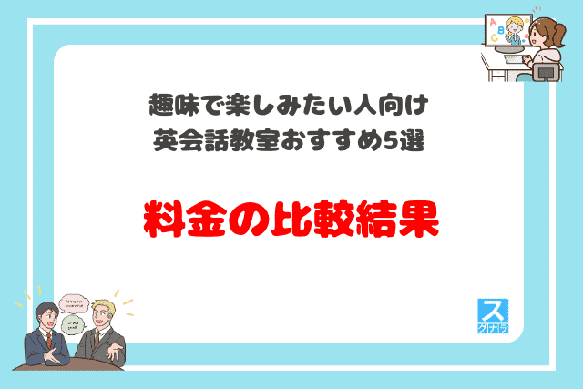 趣味で楽しみたい人向け英会話教室おすすめ5選　料金の比較結果