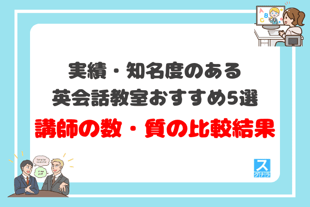 実績・知名度のある英会話教室おすすめ5選 講師の数・質の比較結果