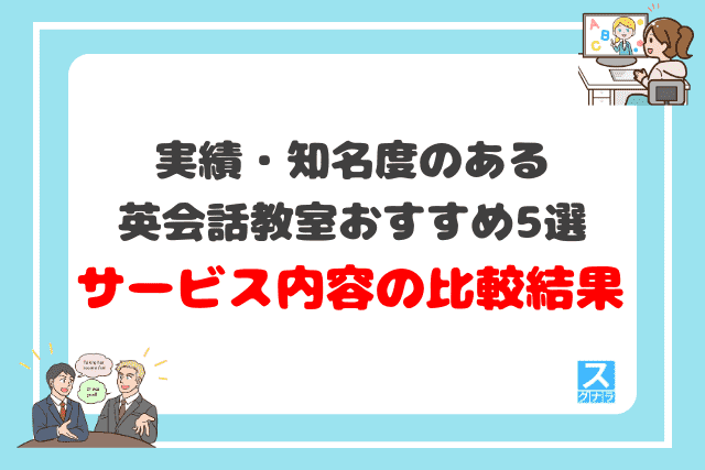 実績・知名度のある英会話教室おすすめ5選 サービス内容の比較結果