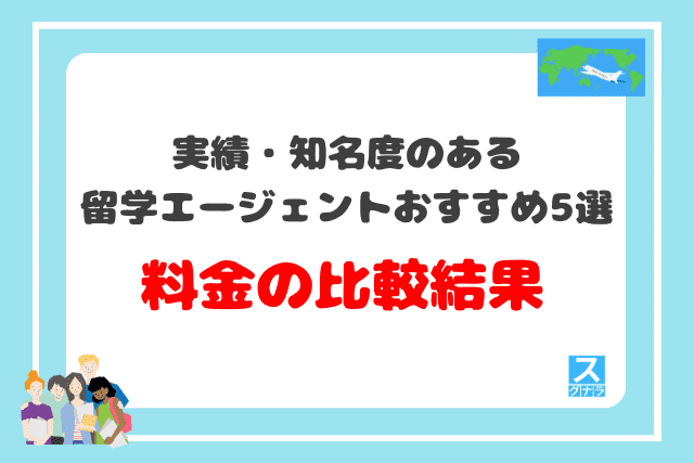 実績・知名度のある留学エージェントおすすめ5選 料金の比較結果