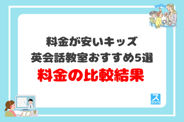 料金が安い子供向けキッズ英会話教室おすすめ5選 料金の比較結果