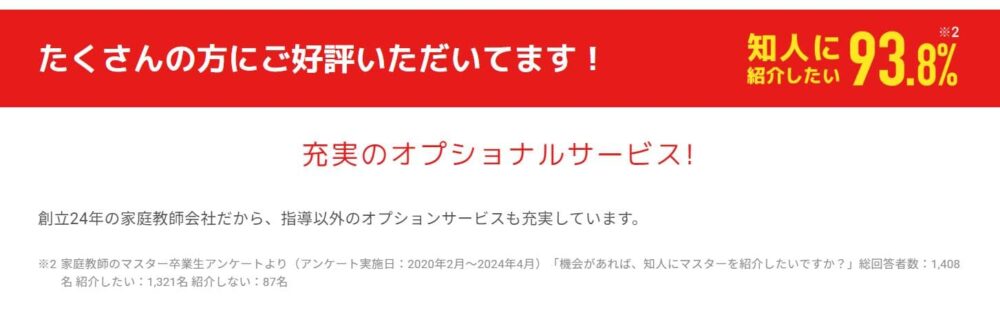 家庭教師のマスターメリット2
オプションサービスが充実