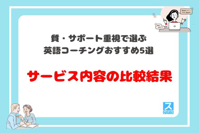質・サポート重視で選ぶ英語コーチングおすすめ5選　サービス内容の比較結果