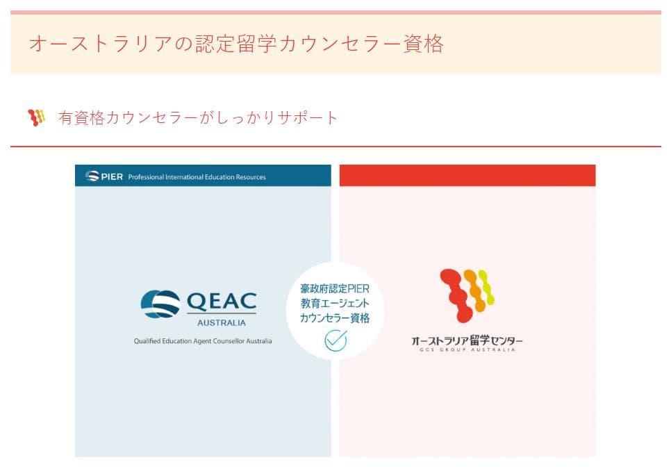 オーストラリア留学センターメリット2
全員が有資格カウンセラー