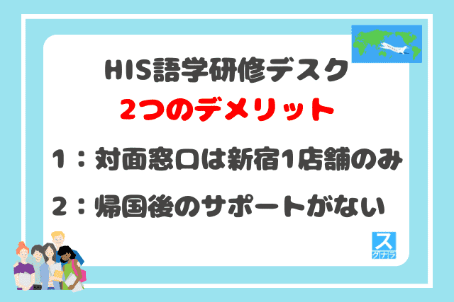 HIS語学研修デスクの2つのデメリット