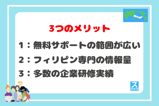 フィリピン留学ドットコムの3つのメリット