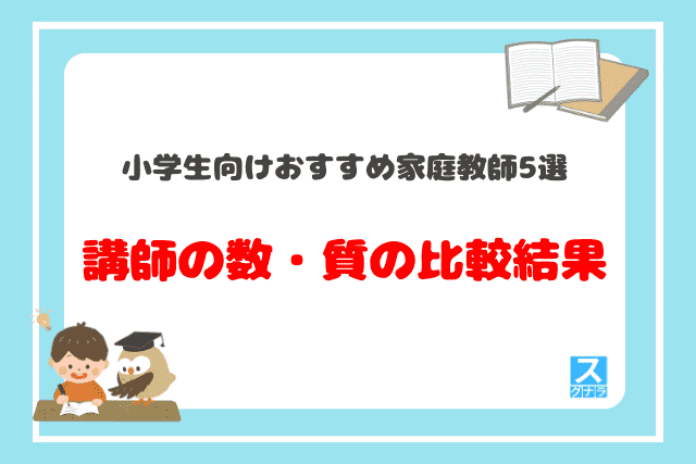 小学生向けおすすめ家庭教師5選　講師の数・質の比較結果