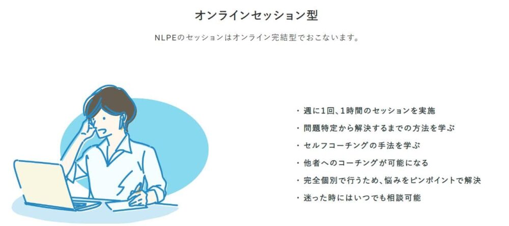 NLPE英語コーチングスクールメリット3
オンライン完結型