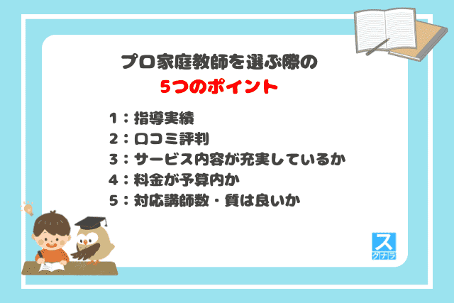 プロ家庭教師を選ぶ際の5つのポイント