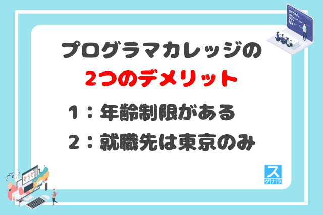 プログラマカレッジの2つのデメリット