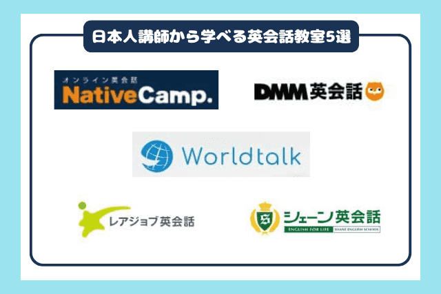 日本人講師から学べる英会話教室5選カオスマップ